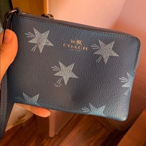 Blue Coach Wallet with zipper handle